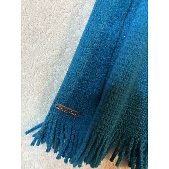NWT Calvin Klein Teal Winter scarf Fringe Ends 72” - Picture 10 of 10